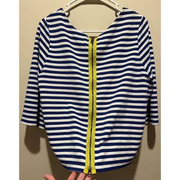 Anthropologie Postmark Genoa Striped Top Size Medium - Nautical Blue & White - Picture 6 of 7